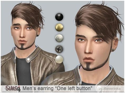 Severinkas Mens Earring One Left Button Men Earrings Sims Sims 4 Cc Skin