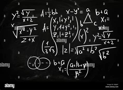 Many Different Math Formulas Written On Chalkboard Stock Photo Alamy