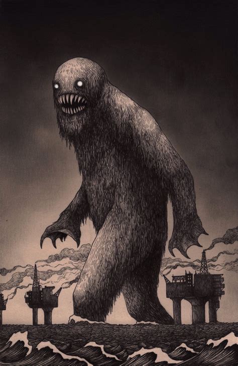 John Kenn Post It Illustration Monsters Creepy Drawings Creepy Art
