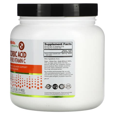 Nutribiotic Immunity Ascorbic Acid 100 Pure Vitamin C Crystalline