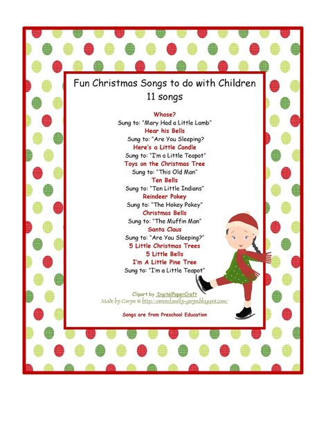 Fun Christmas Songs To Do Children ~ Preschool Printables