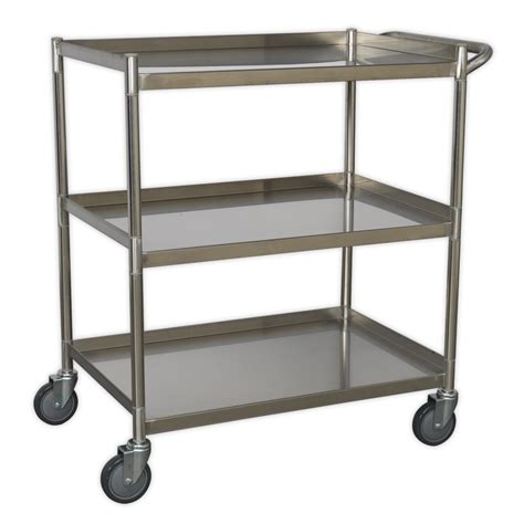 Workshop Trolley 3-Level Stainless Steel