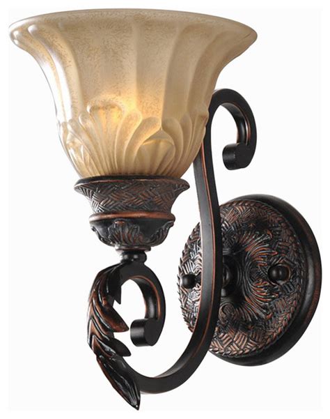 Antique Finish Iron Wall Sconce Lighting Glass Shade Victorian Wall