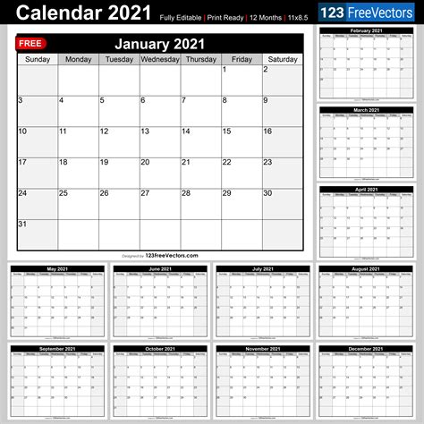 Free Blank Calendar 2021