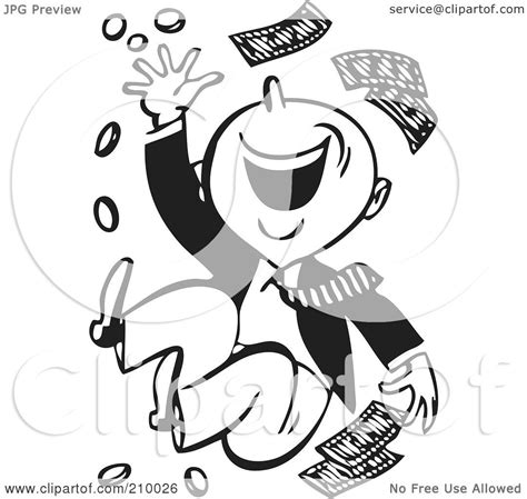 Royalty Free Rf Clipart Illustration Of A Retro Black And White Happy