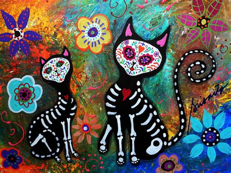 My Cats Dia De Los Muertos Painting By Pristine Cartera Turkus
