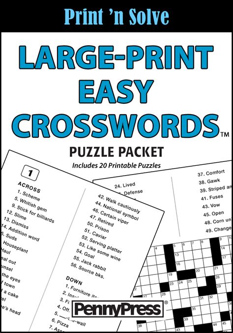Large Print Easy Crosswords Puzzle Packet Vol 1 Penny Dell Puzzles
