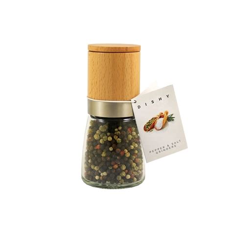 Dishy Wood And Glass Upside Down Mill Gourmet Pepper Chefs Complements