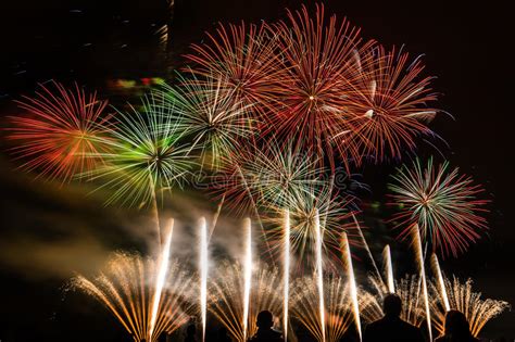 Colorful Fireworks Over Night Sky Stock Image Image Of Freedom