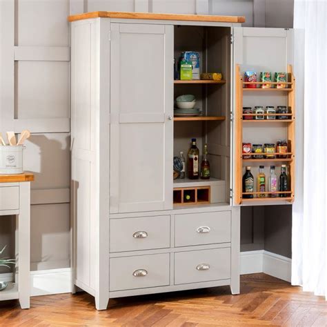 Downton Grey Painted Kitchen Large Double Larder Pantry Cupboard