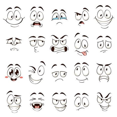 Caras De Dibujos Animados Caricatura De Emociones Cómicas Con