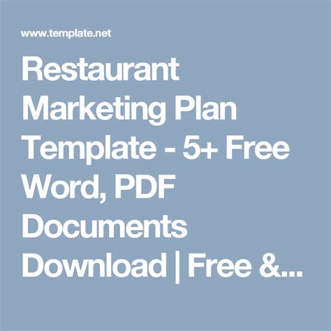 Restaurant Marketing Plan Template 5 Free Word Pdf Documents