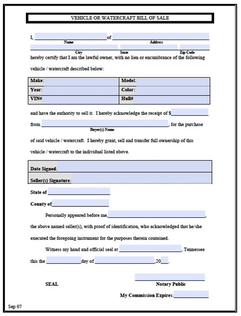 Free Montgomery County Tennessee Bill Of Sale Form Pdf Word Doc