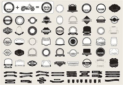 Retro Label And Logo Design Set With Vector Templates Vector Shape