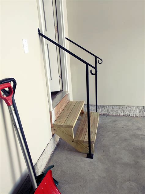 A metal hand railing involves setting the vertical posts into the concrete steps to. Door #2 - DIY Handrail garage entry for two steps - DIY Handrails