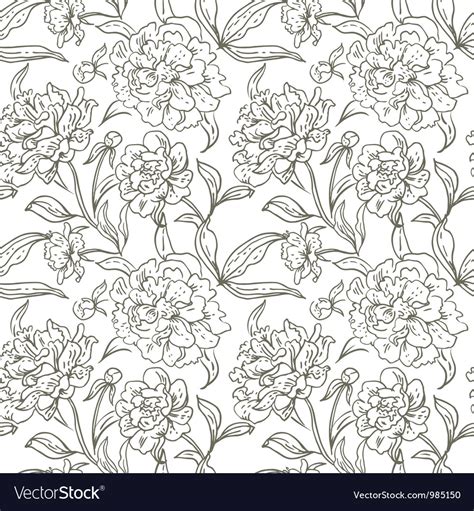 Peony Seamless Pattern Royalty Free Vector Image