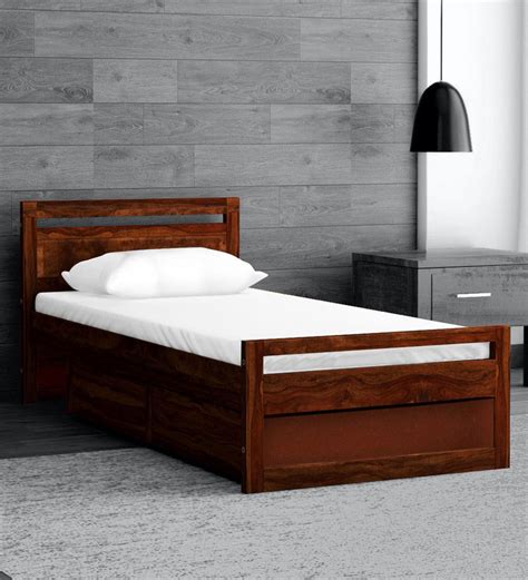 Buy Avian Solid Wood Single Bed With Drawer Storage In Provincial Teak