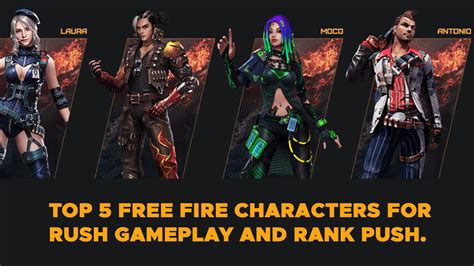 Garena Free Fire Top 5 Characters For Rush Gameplay And Rank Push