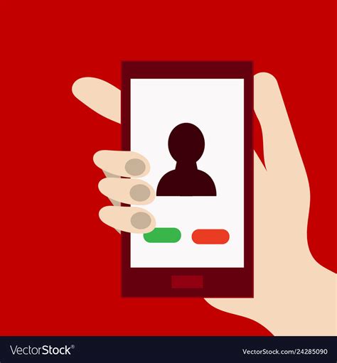 Phone Call Button On Smartphone Screen Hand Vector Image