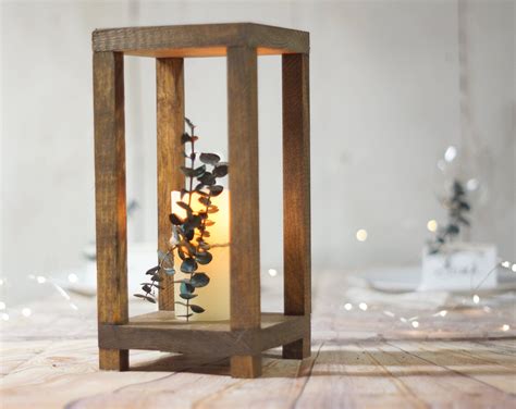 Wood Lantern Centerpiece Wedding Rustic Lantern Home Decor Table