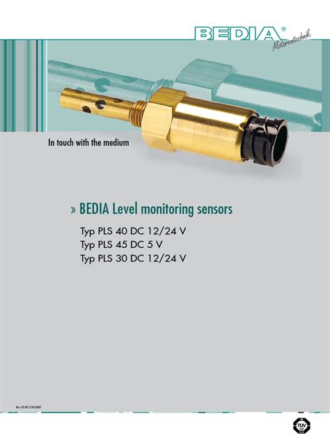 Bedia Level Monitoring Sensors In Touch With The Medium