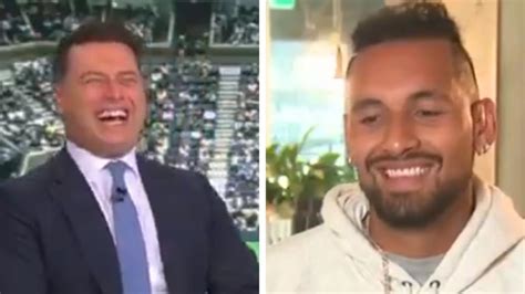 tennis today host karl stefanovic stitches up nick kyrgios live on air au