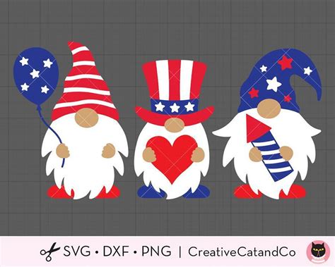 4th Of July Gnomes With Balloons And Firework Svg Creativecatandco