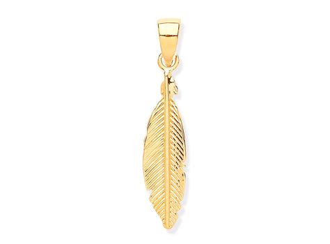 9ct Yellow Gold Small 25cm Feather Charm Pendant Feather Charms