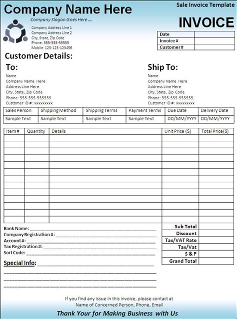 Itemized Bill Of Sale Template