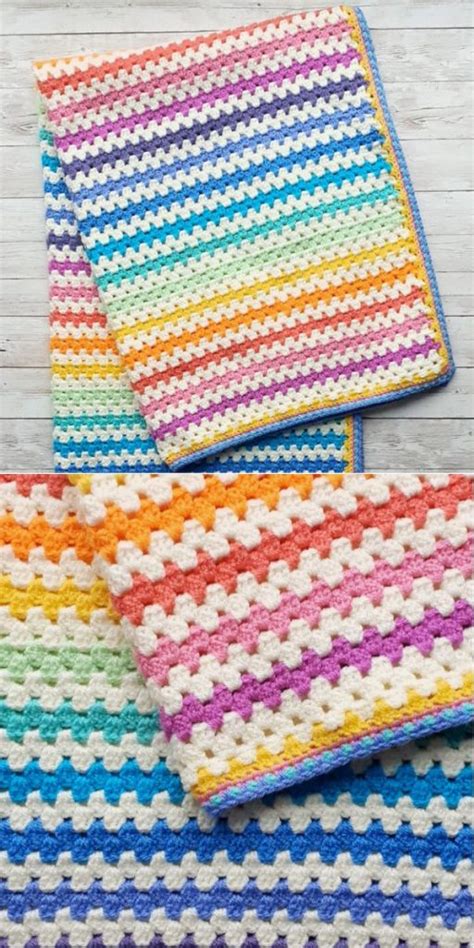 Easy Granny Stripe Blankets With Free Patterns