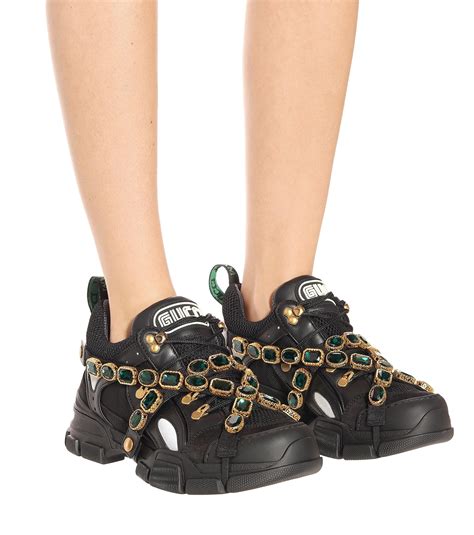 Gucci Flashtrek Embellished Sneakers In Black Lyst
