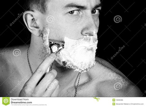 Men Shaving Faces Close Up Stock Image Image Of Morning Face 12635385