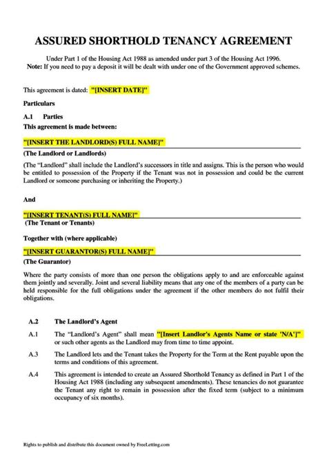 Short Assured Tenancy Agreement Template Sampletemplatess