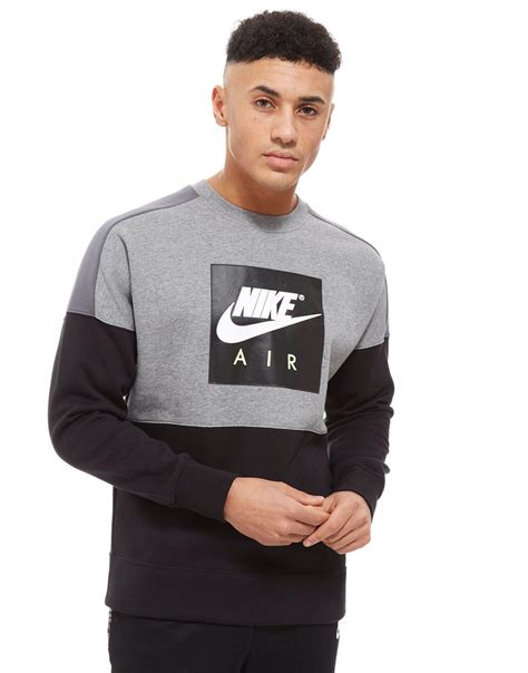 Nike Cotton Air Crew Sweatshirt In Greyblack Grey For Men Lyst