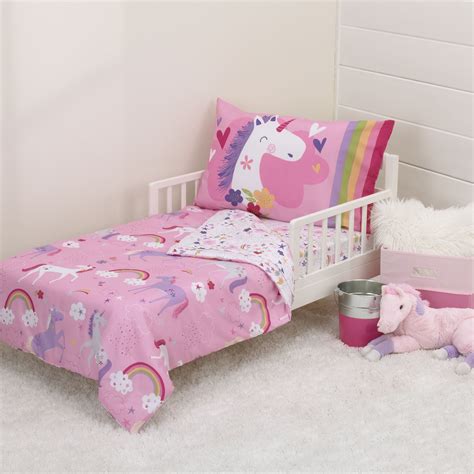 Parents Choice 4 Piece Toddler Bedding Set Pink Unicorn