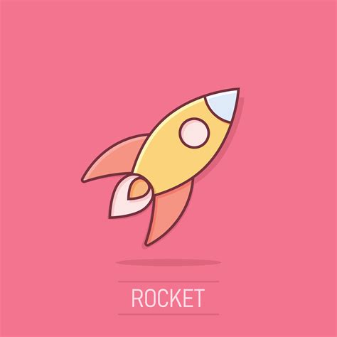 Rocket Icon In Comic Style Spaceship Launch Cartoon Vector
