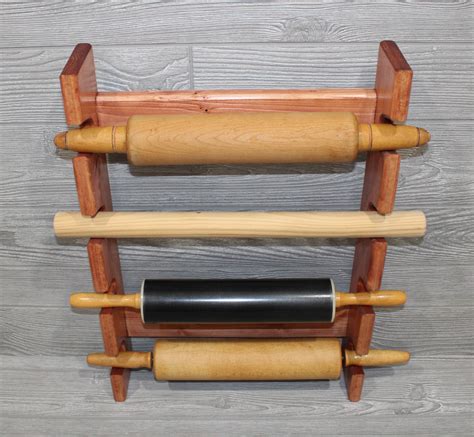 Rolling Pin Rack With Four Slots Red Chestnut Four Pin Rack Etsy