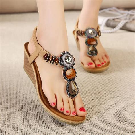 Buy 2017 Bohemian National Wind Wedge Sandal Shoes