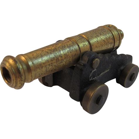 Vintage Cast Iron Brass Cannon Civil War Miniature From Ox Mfco From