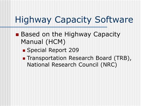 Ppt Highway Capacity Software Powerpoint Presentation Free Download