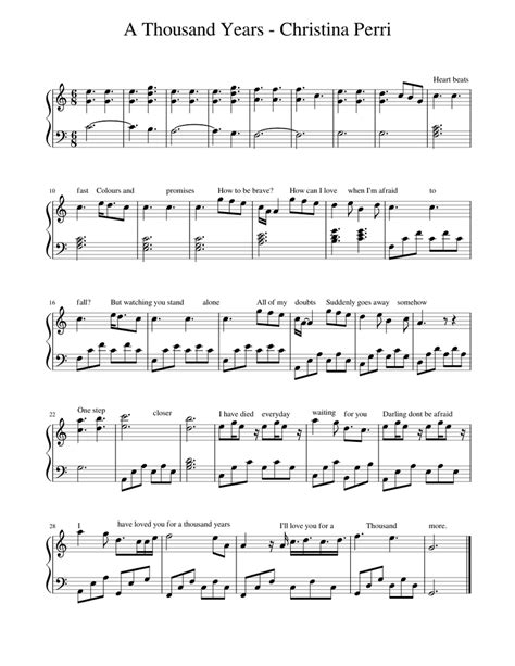 A Thousand Years Christina Perri Easy Sheet Music For Piano Solo