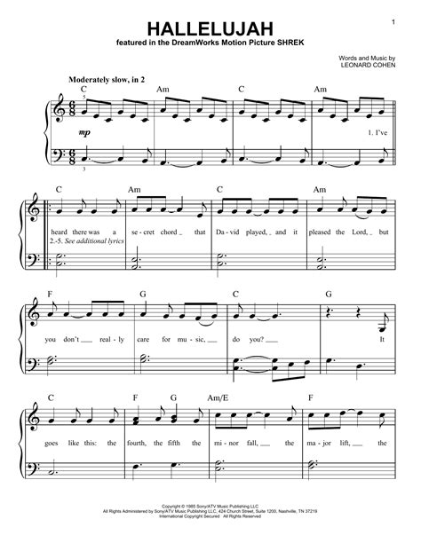 Hallelujah Sheet Music Piano Free Printable Free Printable Templates
