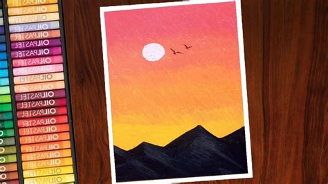 Easy And Simple Oil Pastel Sunset Drawing For Beginners Step By