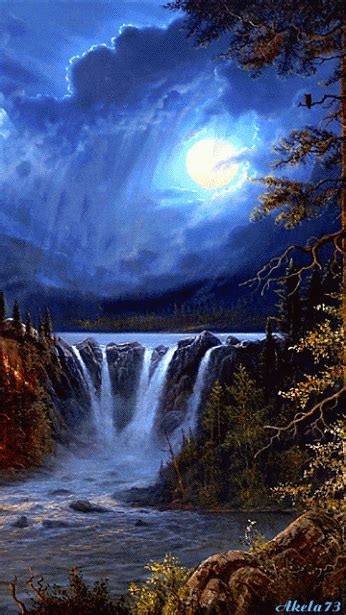 Waterfall Animation Beautiful Nature Wallpaper Beautiful Moon