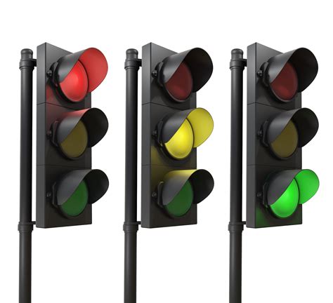 3d Rendering Of Traffic Lights Red Yellow Green Low Angle View