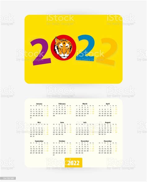 Calendario Tascabile 2022 Con Numeri Colorati Dellanno 2022 Immagini