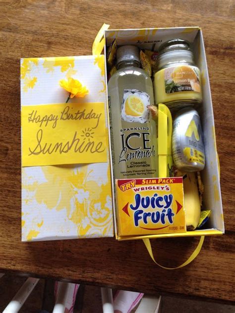 Sweet gifts that prove it's the thought that counts. Box of Sunshine | Friend birthday gifts, Diy christmas ...