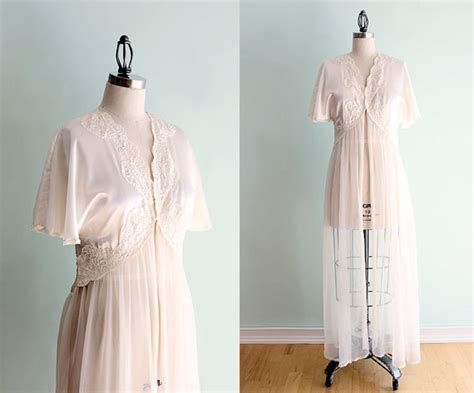 vintage 1960 s sheer lingerie robe gown small medium