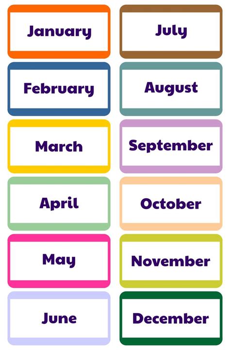 Months Of The Year Printable For Kids