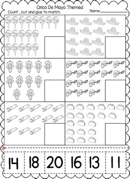 Free summer cut paste math worksheets numbers to. Cinco De Mayo Themed Numbers Cut and Paste Worksheets (1 ...